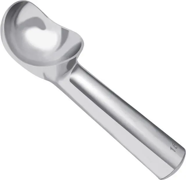 Main image of Pimoys Ice Cream Scoop, 7 Inch Aluminum, Nonstick, Bright Silver | One-piece aluminum, anti-freeze handle, cuts hard ice cream, gelato & sorbet, hand wash only