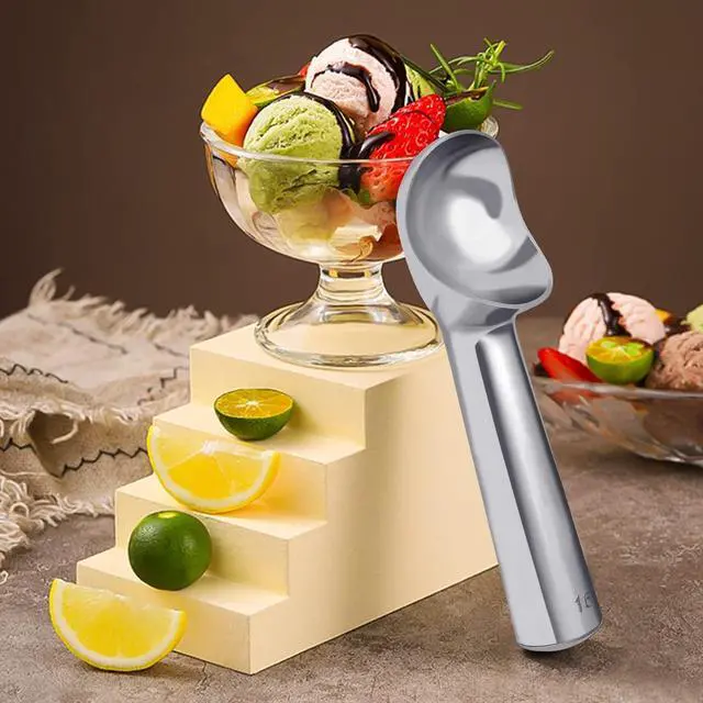 Alt view image 3 of 7 - Pimoys Ice Cream Scoop, 7 Inch Aluminum, Nonstick, Bright Silver | One-piece aluminum, anti-freeze handle, cuts hard ice cream, gelato & sorbet, hand wash only