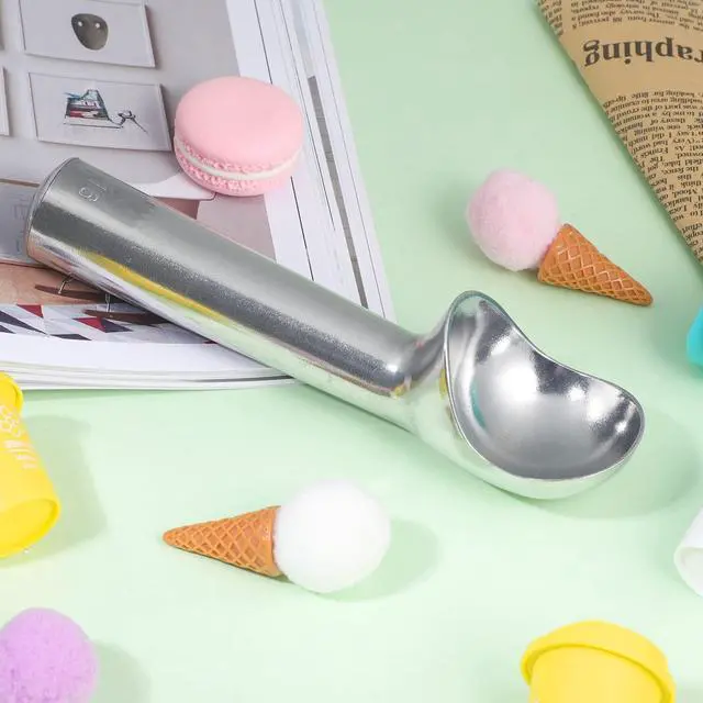Alt view image 6 of 7 - Pimoys Ice Cream Scoop, 7 Inch Aluminum, Nonstick, Bright Silver | One-piece aluminum, anti-freeze handle, cuts hard ice cream, gelato & sorbet, hand wash only