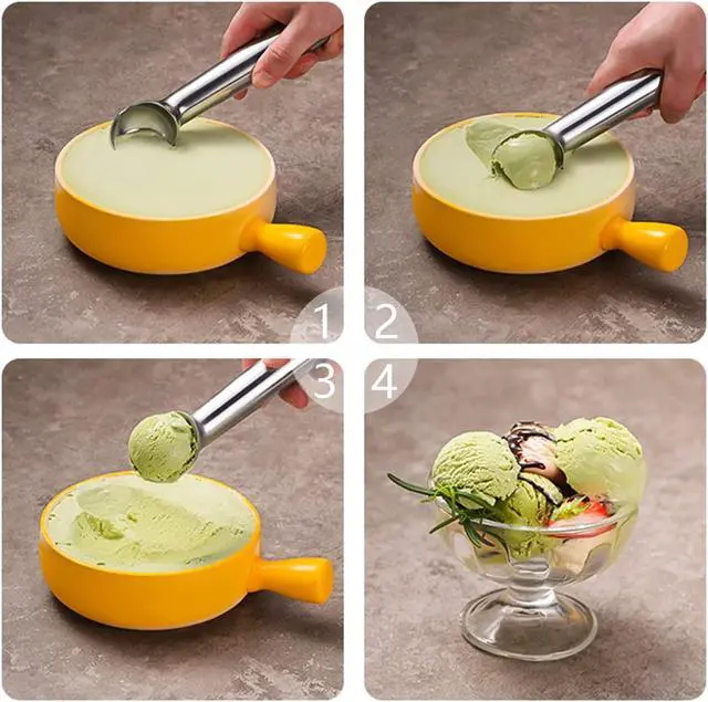 Alt view image 7 of 7 - Pimoys Ice Cream Scoop, 7 Inch Aluminum, Nonstick, Bright Silver | One-piece aluminum, anti-freeze handle, cuts hard ice cream, gelato & sorbet, hand wash only