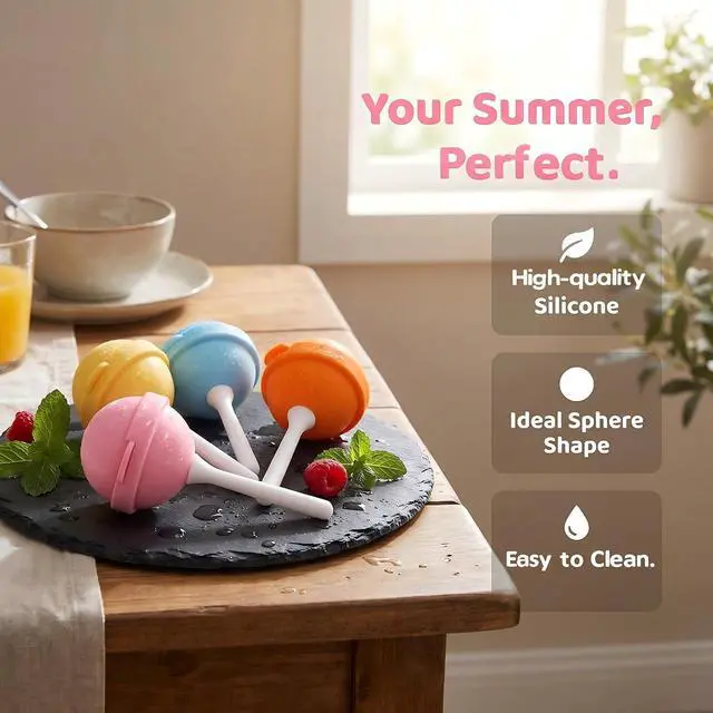 Alt view image 6 of 7 - 4Pcs Silicone Lollipop Popsicle Molds,Lollipop Ice Cream Mold,DIY Popsicle Maker,Reusable Homemade Popsicle Molds