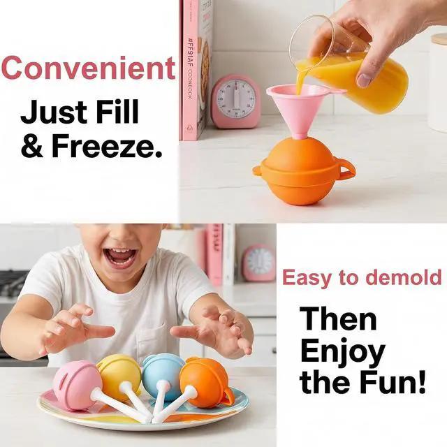 Alt view image 7 of 7 - 4Pcs Silicone Lollipop Popsicle Molds,Lollipop Ice Cream Mold,DIY Popsicle Maker,Reusable Homemade Popsicle Molds