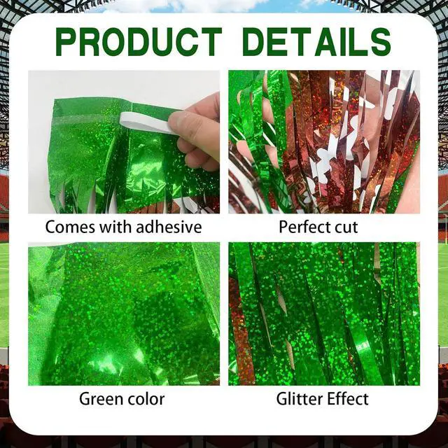 Alt view image 3 of 7 - 2 Pack Foil Fringe Tinsel Football Theme Table Skirt | 30 x 108 Inch Football Tablecloth Cover for Birthday Party Decoration