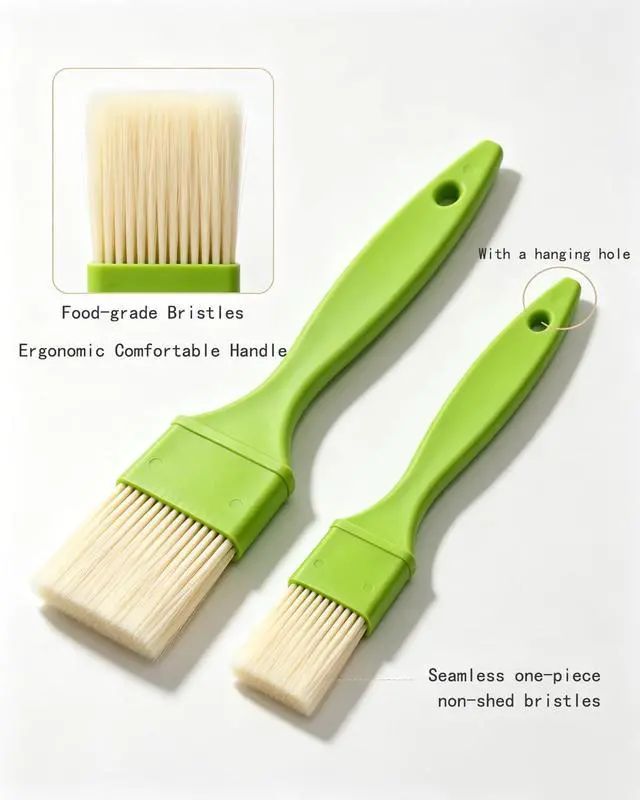 Alt view image 3 of 7 - Pastry Brush-Basting Brush Food Grade for Cooking Baking BBQ | Heat Resistant Baster Brush, Non-Shed, Easy to Clean & Use, Dishwasher Safe, Ideal for Butter Oil Marinade Sauce 1 & 2 Inch