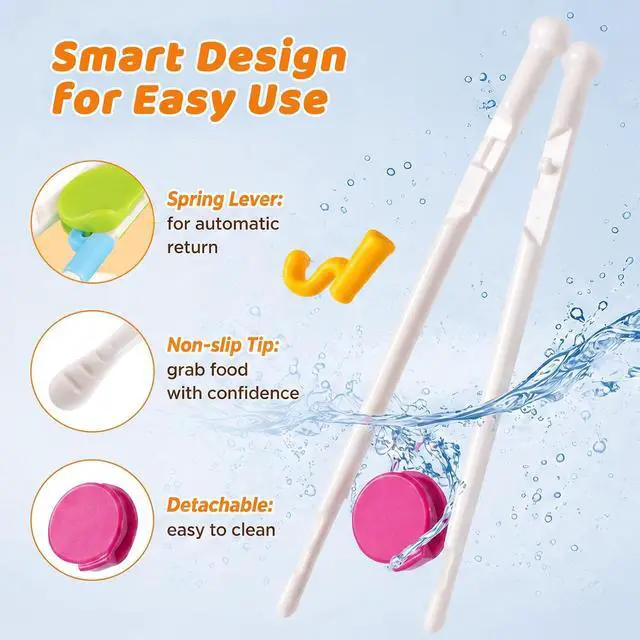 Alt view image 4 of 7 - Kids Chopsticks, 2 Pairs Training Chopsticks for Toddlers | Beginners Children Learning Practice, Hand Eye Coordination Development, Non, Slip Grip, Fun Everyday Dining Tool for Kids