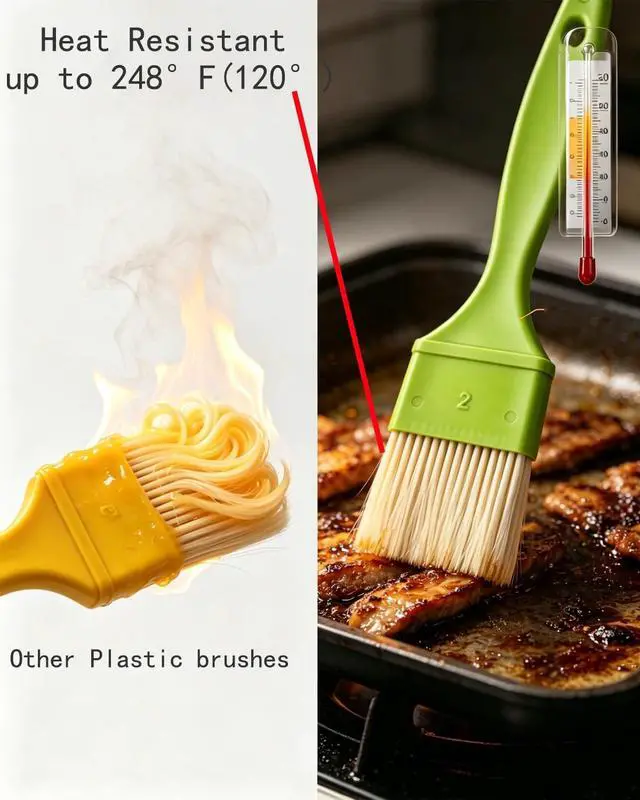 Alt view image 6 of 7 - Pastry Brush-Basting Brush Food Grade for Cooking Baking BBQ | Heat Resistant Baster Brush, Non-Shed, Easy to Clean & Use, Dishwasher Safe, Ideal for Butter Oil Marinade Sauce 1 & 2 Inch