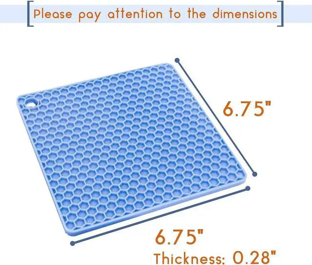 Alt view image 3 of 7 - BTaT- Silicone Trivet Mats, 2 Pack, Blue, Heat & Stain Resistant | Non Slip Hot Pads Kitchen Potholders Jar Opener Spoon Holder Food Grade Silicone