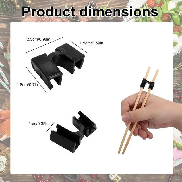 Alt view image 2 of 6 - 6 Pcs Reusable Chopstick Trainers for Adults & Beginners, Black | Chopstick Learning Aids Help Guide Finger Placement for Practicing with Chinese, Japanese & Reusable Chopsticks