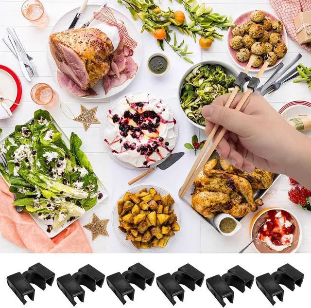 Alt view image 6 of 6 - 6 Pcs Reusable Chopstick Trainers for Adults & Beginners, Black | Chopstick Learning Aids Help Guide Finger Placement for Practicing with Chinese, Japanese & Reusable Chopsticks