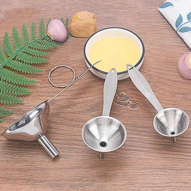 Alt view image 6 of 6 - Stainless Steel Kitchen Funnels with Cleaning Brushes Small Funnels for Filling Bottles Mini Funnel Set for Liquid Oil Powder Spice Transfer Durable Metal Funnel Tools