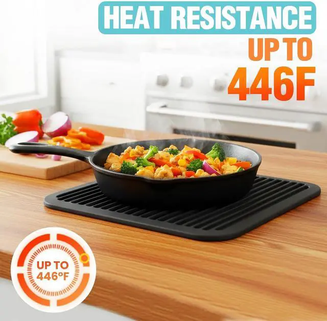 Alt view image 3 of 7 - Silicone Trivets for Hot Pots and Pans - 2 Heat Resistant Pot Holders Silicone Trivet Mat Multipurpose Counter Pads (Black)
