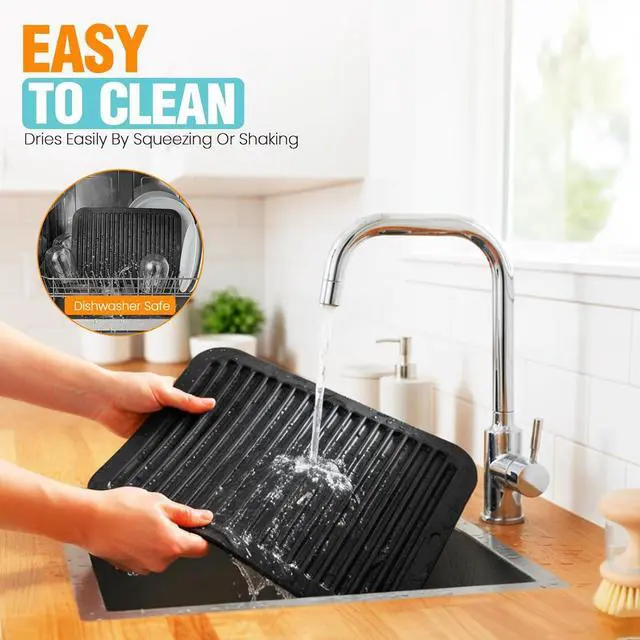 Alt view image 5 of 7 - Silicone Trivets for Hot Pots and Pans - 2 Heat Resistant Pot Holders Silicone Trivet Mat Multipurpose Counter Pads (Black)