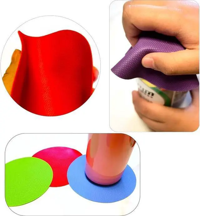 Alt view image 2 of 6 - 4pcs Rubber Jar Opener Bottle Gripper for Weak Hands, Seniors | Non Slip Pad Multi-function Silicone Can Opener for Kitchen, Can Lids, Jars, Coasters, Heat-Resistant, Easy Clean, Durable