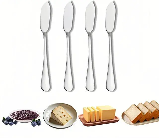 Main image of Stainless Steel Butter Knife Set, Mirror Polished, 5.83 Inch, Dishwasher Safe, Versatile Spreader for Butter, Jam and Cream, 4 Pack