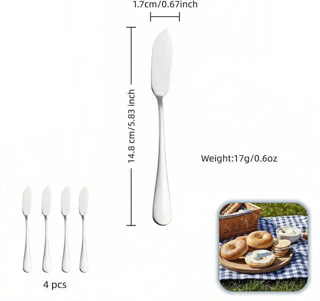 Alt view image 3 of 7 - Stainless Steel Butter Knife Set, Mirror Polished, 5.83 Inch, Dishwasher Safe, Versatile Spreader for Butter, Jam and Cream, 4 Pack