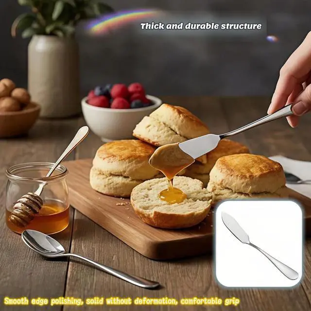 Alt view image 5 of 7 - Stainless Steel Butter Knife Set, Mirror Polished, 5.83 Inch, Dishwasher Safe, Versatile Spreader for Butter, Jam and Cream, 4 Pack