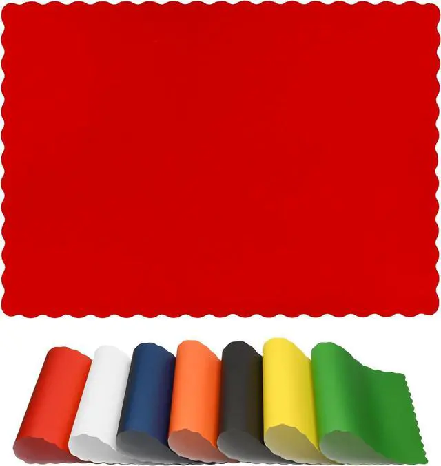 Main image of Disposable Paper Placemats Premium, 50 Pack of Red Scalloped Edge Placemats, Perfect Size 10x 14