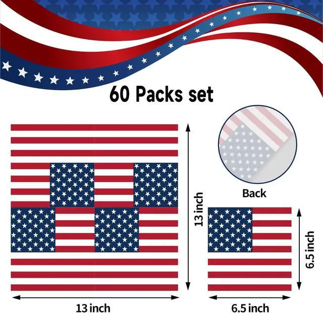 Alt view image 4 of 7 - Quera 60 Pack 4th of July Paper Napkins Patriotic American Flag Disposable Napkins 6.5'' X 6.5'' Stars And Stripes Cocktail Beverage Napkins Independence Day Home Kitchen Dinner Party Supplies