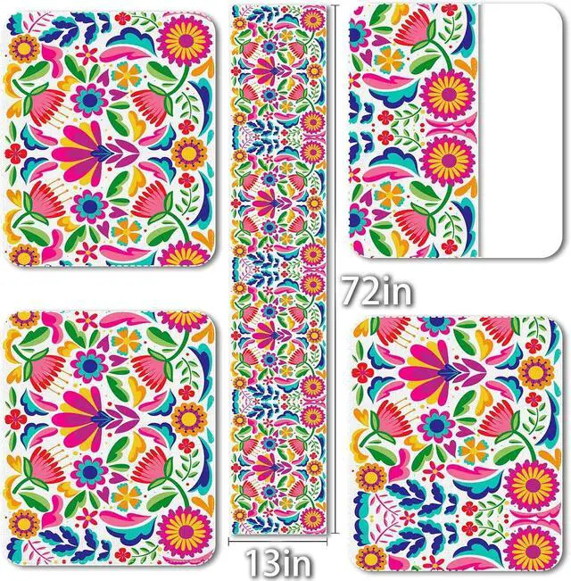 Alt view image 3 of 5 - Vohado Mexican Floral Table Runner Dia De Los Muertos Decoration Cinco De Mayo Let's Fiesta Party Supply Home Kitchen Altar Decor (13" x 72", Pattern-B)