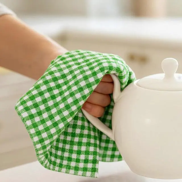 Alt view image 3 of 5 - DecorRack 100% Cotton Buffalo Check Dish Cloths, 12 x 12 in, Green (6 Pack)
