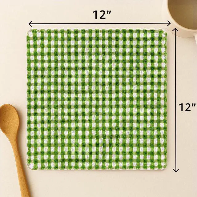 Alt view image 2 of 5 - DecorRack 100% Cotton Buffalo Check Dish Cloths, 12 x 12 in, Green (6 Pack)
