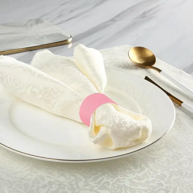 Alt view image 4 of 7 - Germiwipe 500 Pcs Self-Adhesive Napkin Bands (Pink) | Disposable Paper Napkin Rings for Wrapping Silverware Baby Shower, Birthday & Bridal Shower