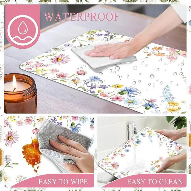 Alt view image 3 of 7 - 6 Pcs Wildflower Placemats, 11x16 Inch Summer Floral Plastic Placemats Flower Table Mats for Wedding Birthday Home Party Table Settings Supplies