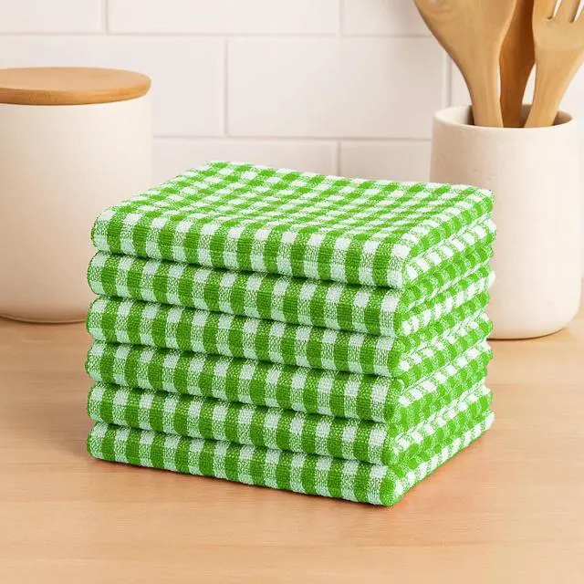 Alt view image 5 of 5 - DecorRack 100% Cotton Buffalo Check Dish Cloths, 12 x 12 in, Green (6 Pack)