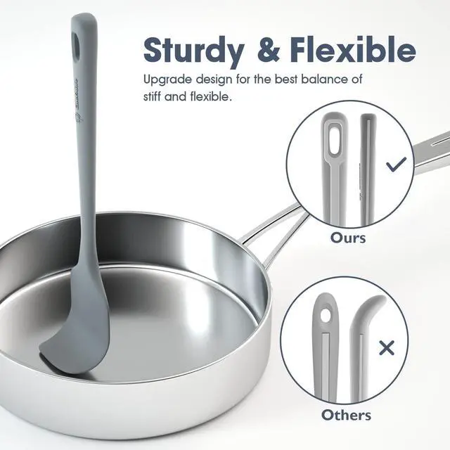 Alt view image 3 of 6 - ChefAide 4 Pieces Silicone Spatula Set, Food Grade Rubber Spatula, Upgrade Strong Handle with Ergonomic Grip, Heat Resistant for Nonstick Cookware, Cooking