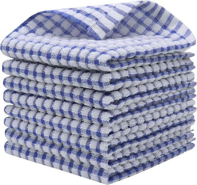 Main image of Cotton Dish Rags Dish Cloths For Washing Dishes, 8Pack,11.8x11.8, Blue | Terry Cloth Wash Rags For Cleaning House, Light Dish Towels Tor Kitchen Drying Dishes, Soft Kitchen Washcloths