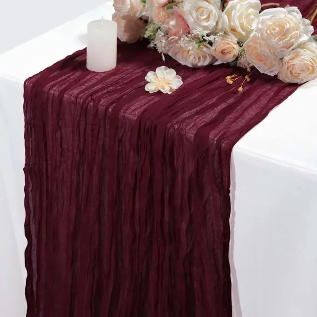 Main image of 1 Pack Cheesecloth Table Runner Boho Rustic Gauze (Burgundy Red) | Suitable for Wedding and Baby Shower, Spring Home Decorations, Mothers Day and Bridal Birthday Party Supplies