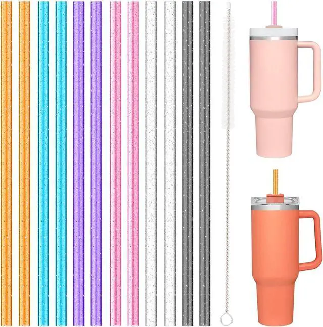 Main image of Allwith 12 PCS Replacement Straws for Stanley|Owala|Simple Modern 40oz 30oz Tumbler, Reusable Color Drinking Straws with Cleaning Brush for Stanley Cup AccessorieBPA Free, Dishwasher Safe
