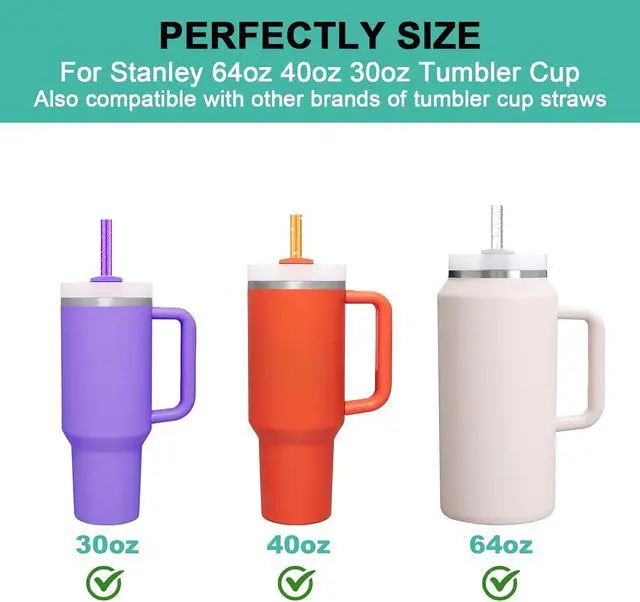 Alt view image 3 of 7 - Allwith 12 PCS Replacement Straws for Stanley|Owala|Simple Modern 40oz 30oz Tumbler, Reusable Color Drinking Straws with Cleaning Brush for Stanley Cup AccessorieBPA Free, Dishwasher Safe