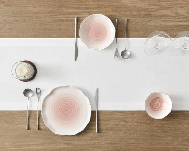 Alt view image 4 of 7 - ZeeMart Linen Textured Border Table Runner, 14 x 72 Inch White | Mitered Corner Design, Medium Weight Fabric, Modern Farmhouse Style, Machine Washable Easy Care Everyday Table Scarf