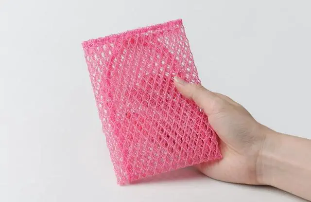 Alt view image 2 of 7 - Dish Washing Net Scrubber 5pcs/ Innovative Mesh Cloth, Quick Dry - No More Sponges with Smell / 11.5 by 11.5 inches/Advanced Raw Material-Polypropylene 100% (Pink 5)