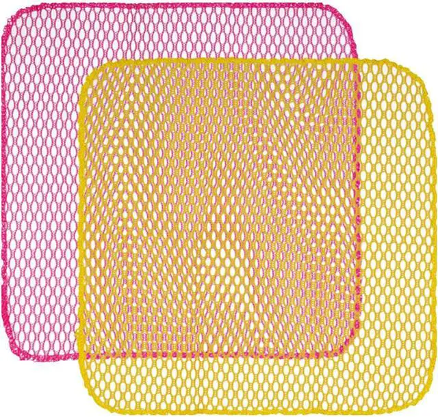 Alt view image 7 of 7 - Dish Washing Net Scrubber 5pcs/ Innovative Mesh Cloth, Quick Dry - No More Sponges with Smell / 11.5 by 11.5 inches/Advanced Raw Material-Polypropylene 100% (Pink 5)