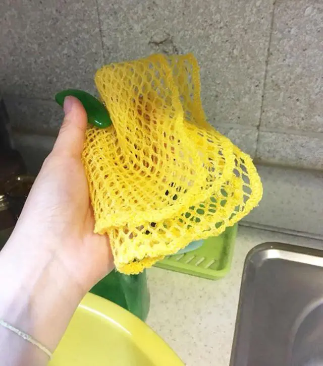 Alt view image 4 of 7 - Dish Washing Net Scrubber 5pcs/ Innovative Mesh Cloth, Quick Dry - No More Sponges with Smell / 11.5 by 11.5 inches/Advanced Raw Material-Polypropylene 100% (Pink 5)