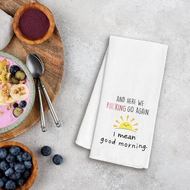 Alt view image 2 of 7 - WFSM Funny Kitchen Towels 16x24 - Funny Dish Towels for Kitchen, Adult Humor, Sarcastic Gifts, Bathroom Decor, Good Morning Sunshine Hand Towels
