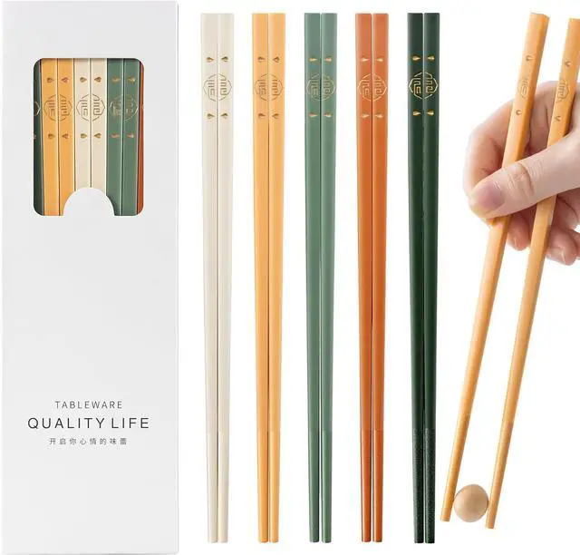 Main image of 5 Pairs Fiberglass Chopsticks Reusable | Dishwasher Safe | BPA-free | Non-slip Chop Sticks Set - 9.45in