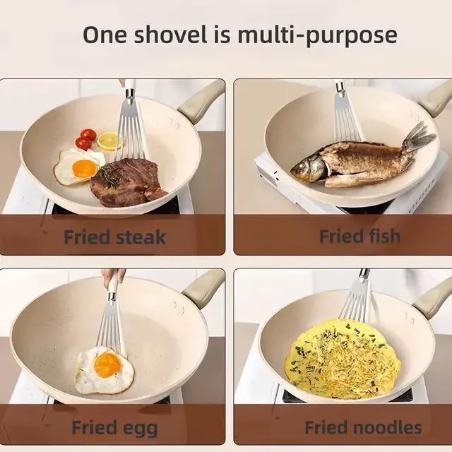 Alt view image 6 of 7 - Silicone Fish Spatula|Heat Resistant Silicone Edge Stainless Steel for Cooking Slotted Turner|Perfect for Frying for Fish, Eggs Pancakes, steak.