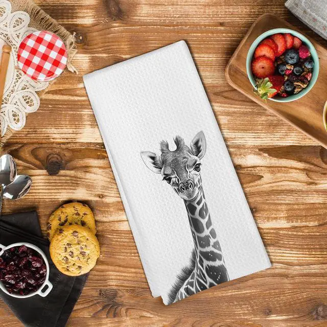 Alt view image 3 of 7 - Giraffe Gifts Kitchen Towels, Giraffe Bathroom Decor, Giraffes Gifts for Women Men, Giraffes Dish Towel for Kitchen, Calf Decorative Hand Towels for Toddler Kids Bathroom Decor, 16x24 in