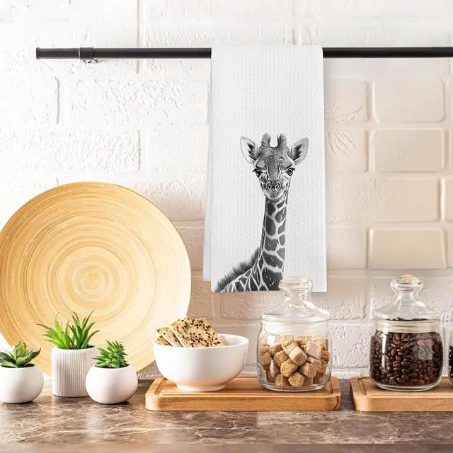 Alt view image 5 of 7 - Giraffe Gifts Kitchen Towels, Giraffe Bathroom Decor, Giraffes Gifts for Women Men, Giraffes Dish Towel for Kitchen, Calf Decorative Hand Towels for Toddler Kids Bathroom Decor, 16x24 in