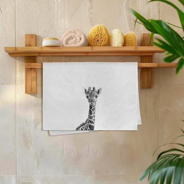 Alt view image 6 of 7 - Giraffe Gifts Kitchen Towels, Giraffe Bathroom Decor, Giraffes Gifts for Women Men, Giraffes Dish Towel for Kitchen, Calf Decorative Hand Towels for Toddler Kids Bathroom Decor, 16x24 in