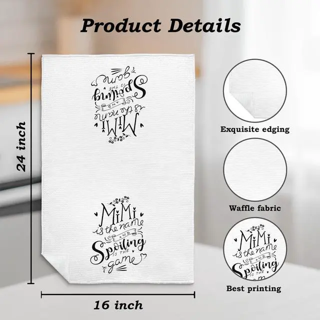 Alt view image 6 of 6 - Mimi Gifts Kitchen Towels, Mimi Gifts for Grandma Dish Towels, Gifts for Mimi Grandma Hand Towels for Bathroom, Mimi Gifts from Grandkids, 16x24 Inches