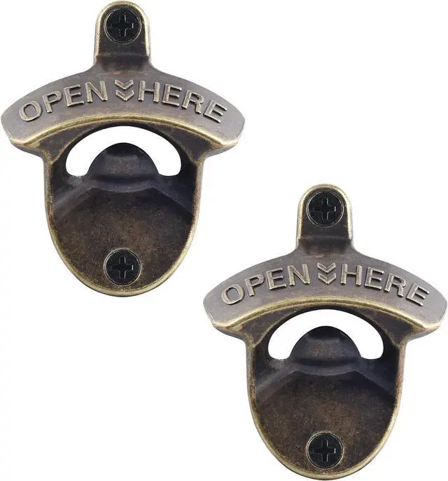 Main image of Retro Bottle Opener Wall Mounted Stainless Antique Bronze Beer Cap Opener Mountable for Wood Table Caddy (2 Packs)