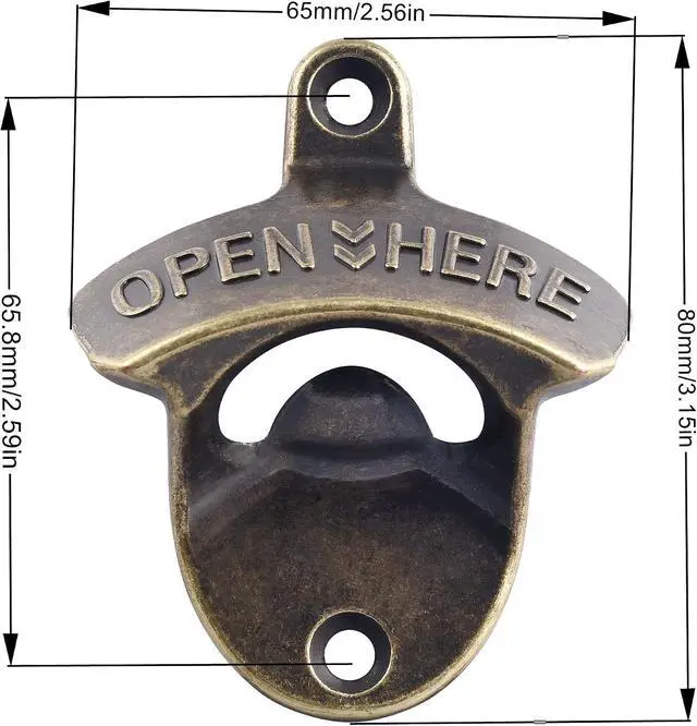 Alt view image 6 of 6 - Retro Bottle Opener Wall Mounted Stainless Antique Bronze Beer Cap Opener Mountable for Wood Table Caddy (2 Packs)