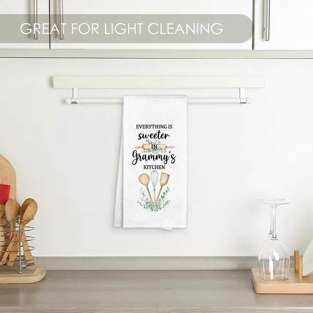 Alt view image 3 of 7 - Grammy Gifts Kitchen Towel, Everything is Sweeter in Grammy's Kitchen Family Thank You Gifts, Grandma Grandmother Dish Towels Dishcloths Tea Towels Hand Towel for Bathroom 16x24