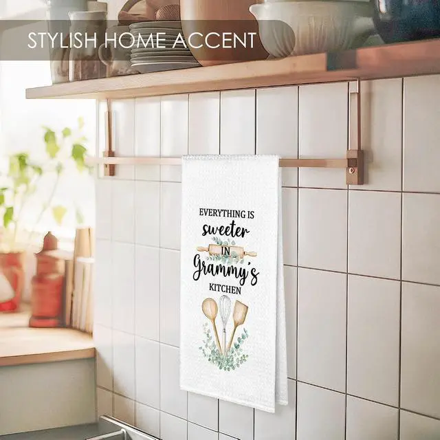 Alt view image 2 of 7 - Grammy Gifts Kitchen Towel, Everything is Sweeter in Grammy's Kitchen Family Thank You Gifts, Grandma Grandmother Dish Towels Dishcloths Tea Towels Hand Towel for Bathroom 16x24