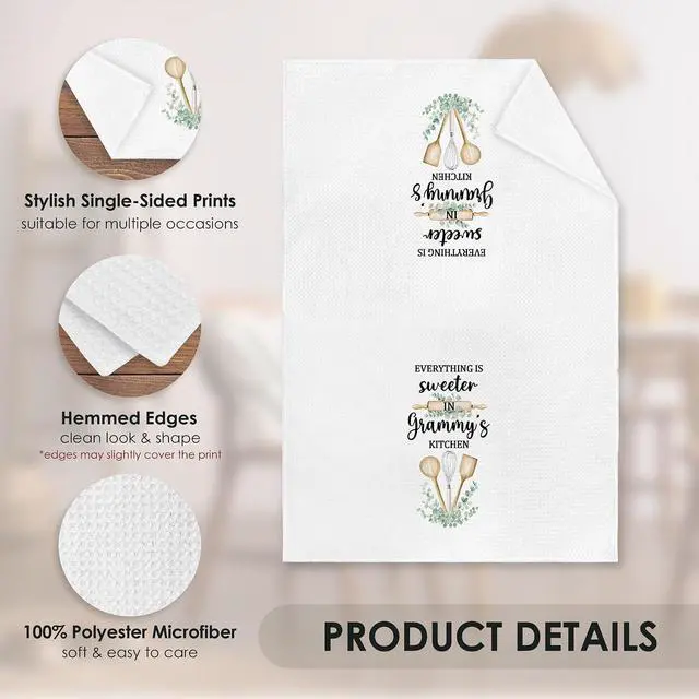 Alt view image 7 of 7 - Grammy Gifts Kitchen Towel, Everything is Sweeter in Grammy's Kitchen Family Thank You Gifts, Grandma Grandmother Dish Towels Dishcloths Tea Towels Hand Towel for Bathroom 16x24
