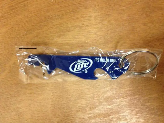 Main image of Miller Lite Beer Punch Top Bottle Opener Key Chain.